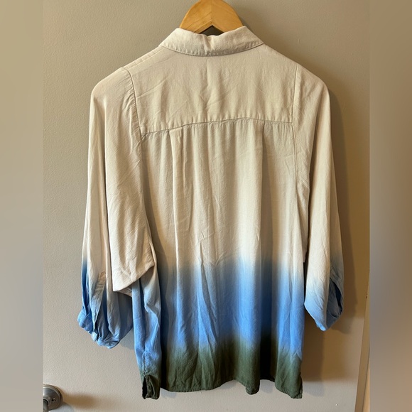 Oversized, dip dye, button down tunic blouse - Picture 2 of 4